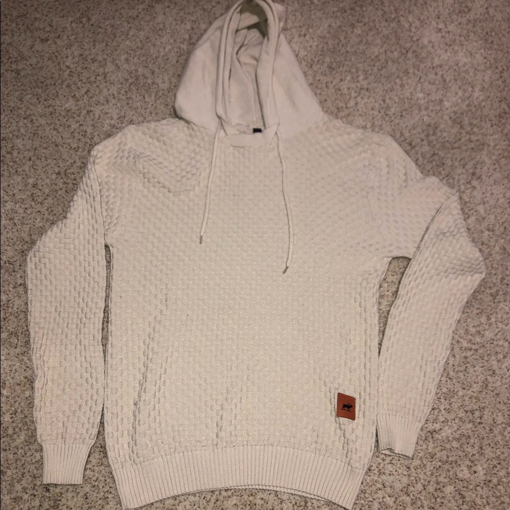 Mens textured knit hoodie sz L